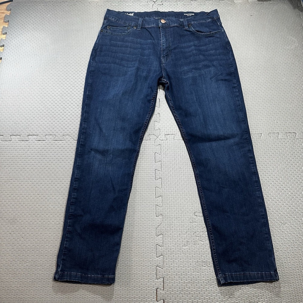 Mugsy Jeans Mens 36x28* Fultons Straight Stretch Denim Blue Preppy Casual City
